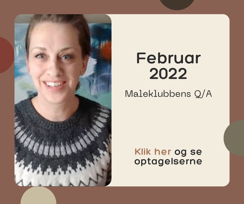 I dag maler jeg videre på maleriet fra sidst, hvor jeg lige kort viser 'tryllepenslen' igen. Vi snakker om hvad kontrastfarver bevidst kan benyttes som virkemidler i maleriets dominerende farvesammensætning.  Jeg viser dig 60-5-øvelsen, der er din redning, hvis du føler du er gået i stå eller du kommer til at gruble for meget over hvilken retning, du skal gå. Øvelsen er også god til dig, der kommer til at glemme tørretid og derfor ofte står med et maleri med grumsede farver.  Se med i denne Q/A